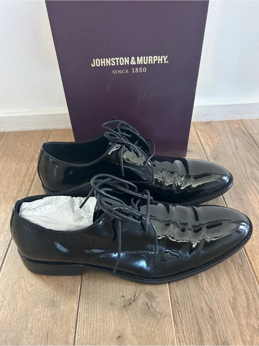 Johnston & Murphy Black Patent Leather Derby Dress Shoes
